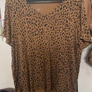 Leopard Print V-Neck Women's Top